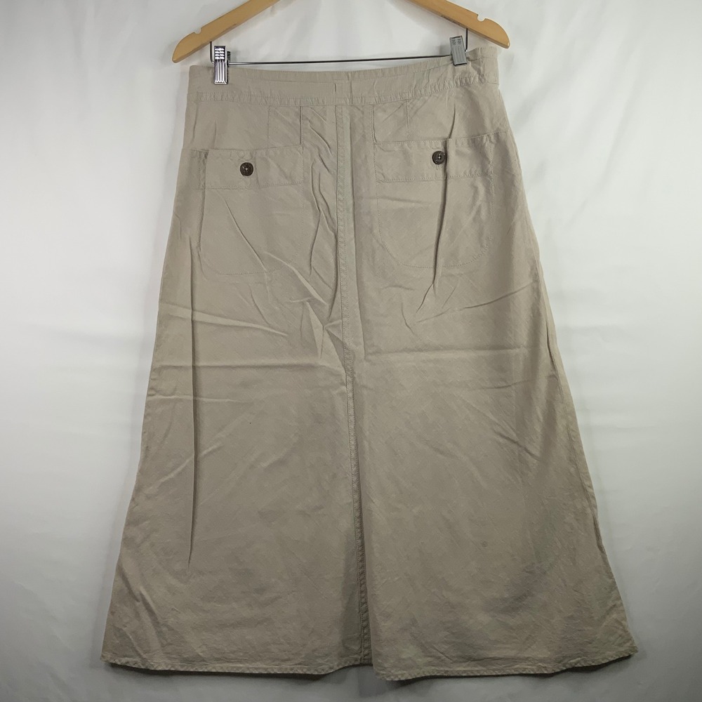 Patagonia Womens 8 Hemp Organic Cotton Midi Skirt Khaki Tan Drawstring A-Line - Picture 2 of 7